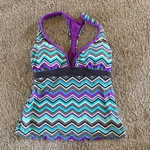 Zeroxposur Women's Purple Chevron Tankini Top - Swim